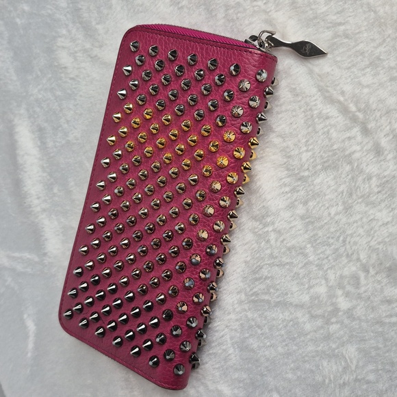 Christian Louboutin Panettone Fuchsia Pink Spike Wallet COA - Picture 4 of 17